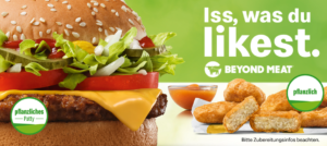 Screenshot showing German marketing copy for new McDonald's campaign for plant-based burger and nuggets. Source: https://www.mcdonalds.com/de/de-de/mcplant.html